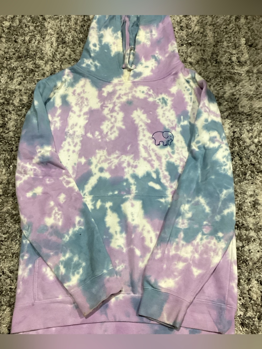 ivory ella Tie-Dye Hoodie in Pastel Purple, Blue & White